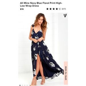 Lulu’s All Mine Navy Blue Floral High Low Dress